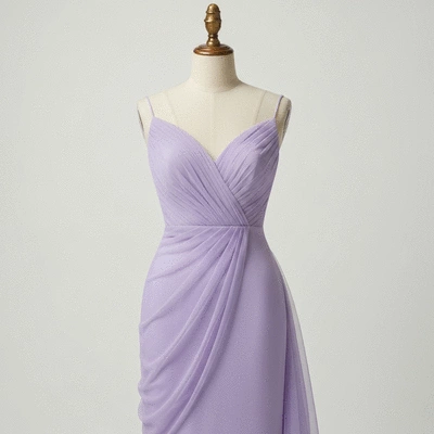 Elegant cocktail dress with romantic draping and sheer fabric